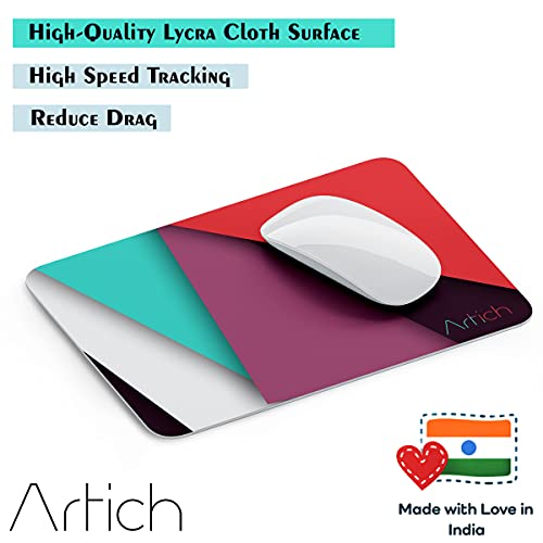 Image of Artich Designer Gaming Mouse Pad for Office Laptop /Computer with Super Soft Non-Slip Rubber Base and Lycra Cloth Surface for Silky Touch Rectangle (Blue Violet Red Abstract)
