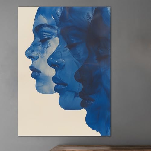 Tableau sur toile femme bleue 40x50 cm encadré SPXLUCAU