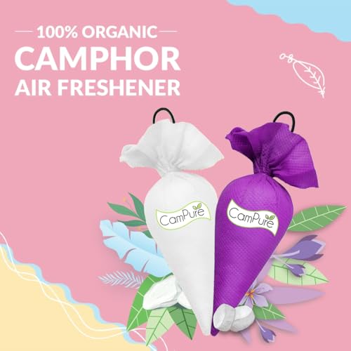 Image of CamPure Camphor Cone (1 Bhimseni & 1 Lavender) Pack Of 2-100% Organic | Air Freshener For Car, Wardrobe, Office Cabin's, Drawers, Travel Bag & Bathroom