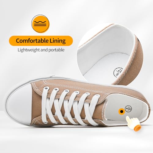 Image of ZGR Womens White Tennis Shoes for Women,Low Tops Lace up Canvas Sneakers