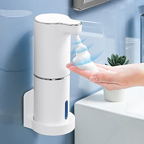 Soap Dispenser, Automatic Hand Soap Dispenser Rechargeable Touchless Foaming Soap Dispenser, 300ml IPX5 Waterproof Foam Soap Dispenser for Kids Bathroom Kitchen Hotel (with Holder)