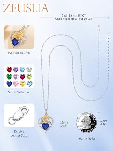 Birthstone Sunflower Necklace Birthday Gifts for Women，925 Sterling Silver You Are My Sunshine Pendant，Single/Double Birthstones Necklace Anniversary Jewelry Gifts for Wife Mom Grandma3