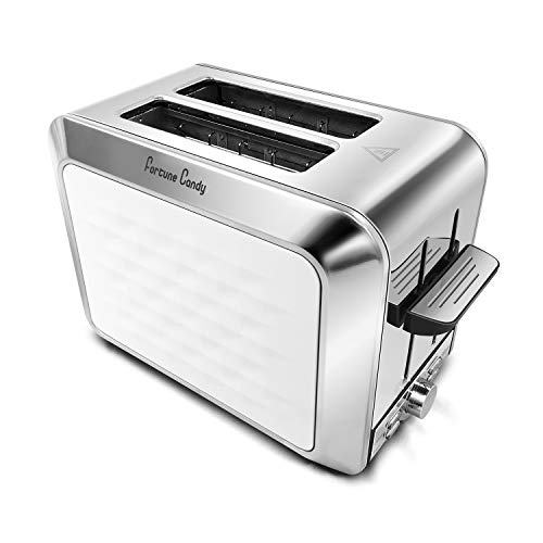 Fortune Candy Toaster 2 Slice Stainless Steel,Toaster for Bagels,Wide Slots Toaster with Removable