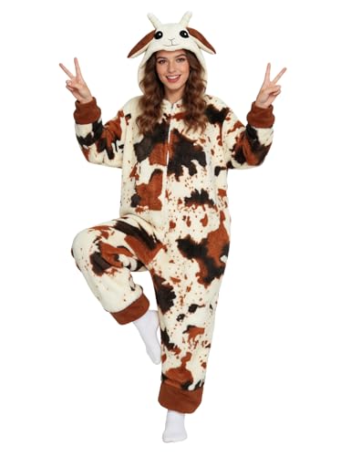 ANPRWZ Sheep Onesie Adult Sheep Costume Adult Animal Onesie Pajamas for Women and Men