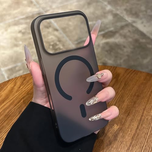 Image of DIZORO Matte Case for iPhone 17 Pro Max 6.9-Inch Compatible with MagSafe, Camera Lens Full Protection, Shockproof Translucent Frosted TPU Soft Phone Cover, Anti-Fingerprint (Black)