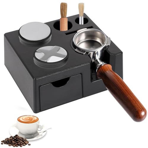 TOWEBOORY Café Tamper Station 51-58mm Réglable, Station de Tassage Café Station, Station Café pour Accessoires Barista, avec Pieds Antidérapants pour Machines à Café pour Barista, Café, Maison