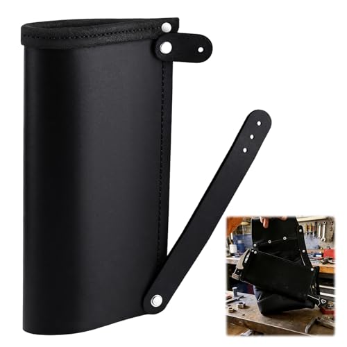 Yaocom Leather Hammer Sleeve Kit 10 x 5 Inch Adjustable Hammer Holster Holder for Tool Belt with Flat Head Rivets and Washers for Roofer Carpenter Holds Hatchet Mallet Plier and Screwdriver