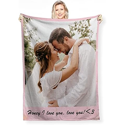 Personalised Photo Blanket, Weighted Blanket, Baby Blanket, Custom Blanket with 1-9 Photo Collages, Throw Blanket, Christmas Halloween Blankets For Sofas, Personalised Gifts Daughter Blanket From Mum Cover