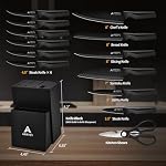 Knife Set - Kitchen Knife Set with Built-in Sharpener - Knife Block Set Dishwasher Safe 15 Piece - Anti-Slip Handle - German Stainless Steel - Black,with Gift Box