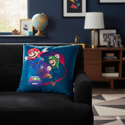 Image of The Super Mario Galaxy Movie Kids Squishy Plush Throw Pillow, Soft Decorative Cushion for Bedroom Decor & Gifts, 13 Inch, Mario, Luigi & Princess Peach (100% Officially Licensed Product) By Franco