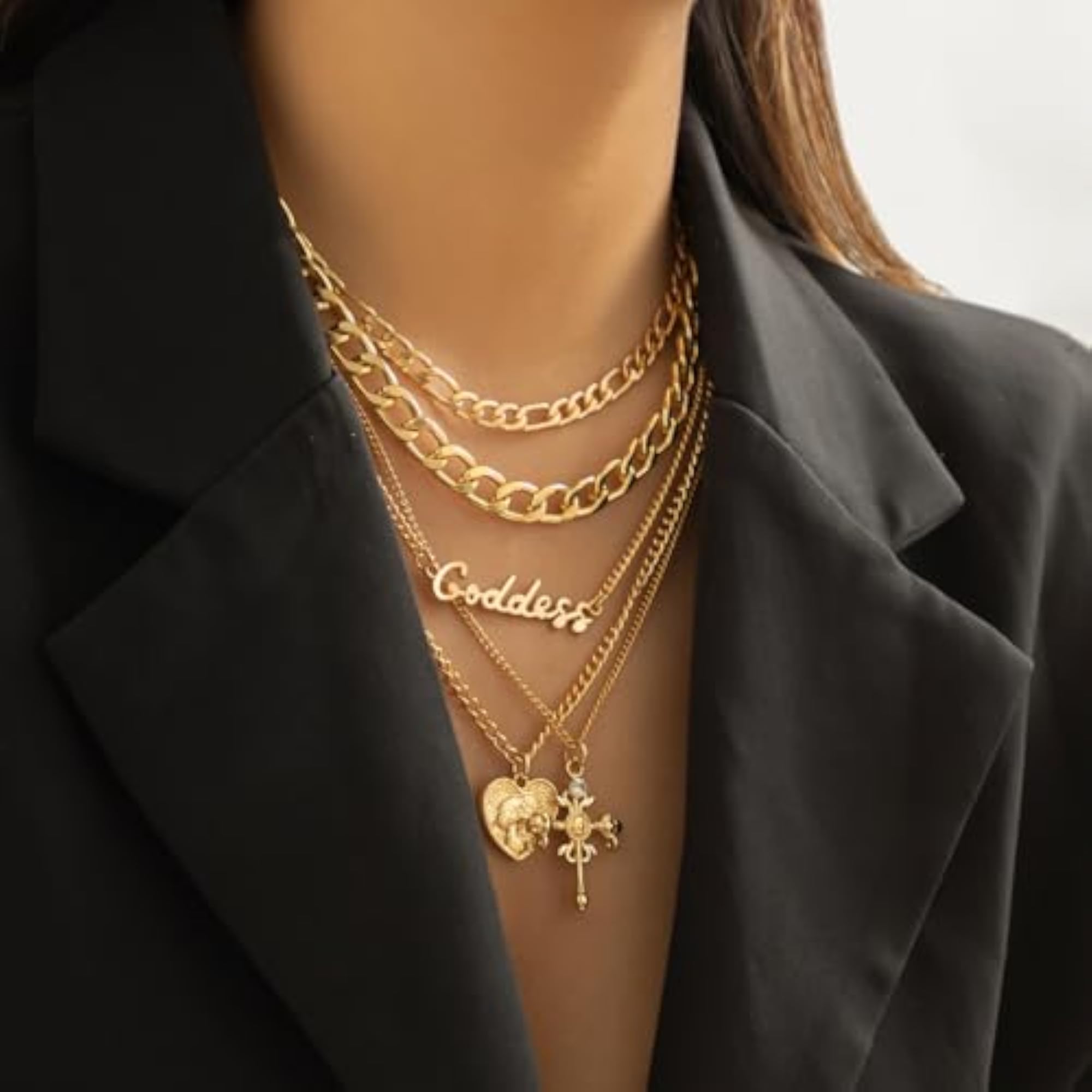 Women's Chunky Gold Link Chain Choker Necklace