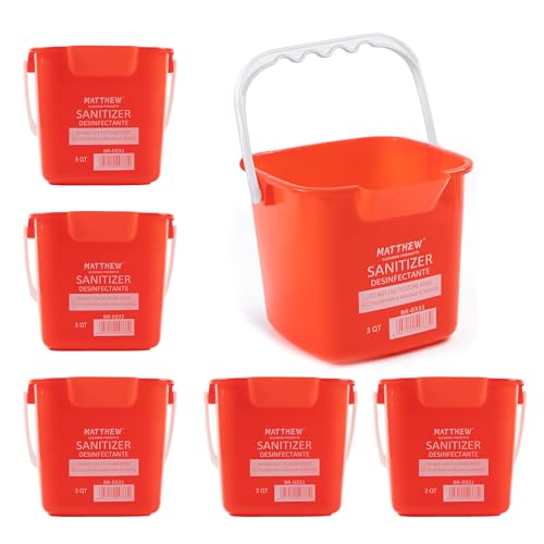 Matthew 3-Quart Cleaning Buckets, Set of 6 with Spout & Handle