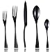 Lemeya 20 Pieces Flatware Cutlery Set,18/10 Stainless Steel Silverware Utensils Service for 4,Include Knife/Fork/Spoon, Mirror Polished,Dishwasher Safe (Black)