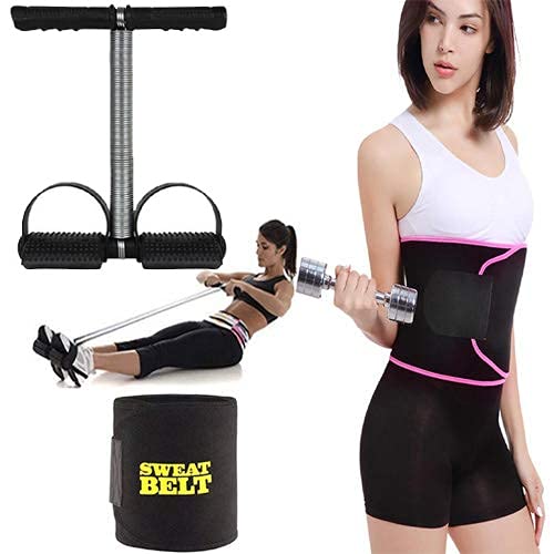 CONSONANTIAM Tummy Trimmer Single Spring and Sweat Slim Belt Combo Pack Abdominal Exerciser (Men & Women)