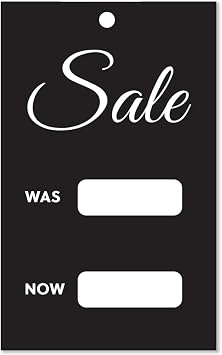 Sale Cards - Promotional Sale Card Labels - 200 Pack Swing Ticket Sale Tag for Shop Boutique - Sale was Now - 57x95mm #253 String Not Included