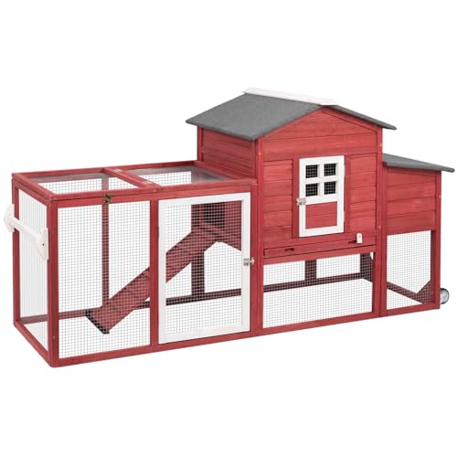 Petscosset Chicken Coop with Wheels, RED