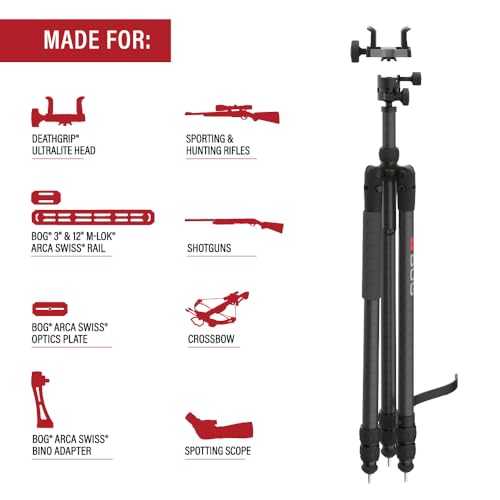 Image of BOG DeathGrip Infinite Hunting Tripod, Arca Swiss Mount, Gun Clamp
