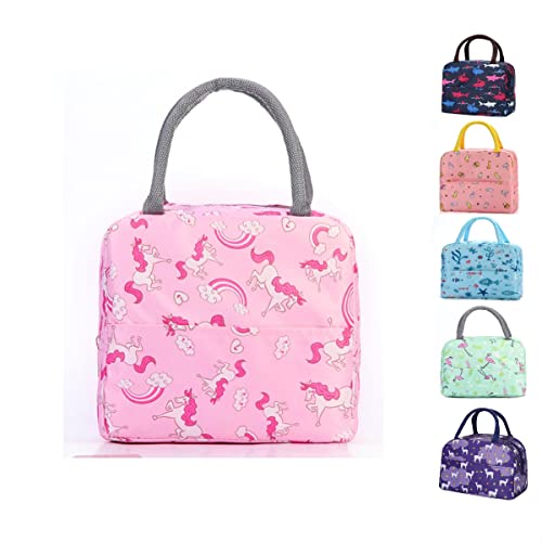 Hillylolly Bolsa Almuerzo Pequeña, Bolsa Almuerzo Termica Pequeña, Bolsa Almuerzo Trabajo Mujer, Bolsa Refrigeradora Trabajo, Portátil y lleno de Diversión Infantil (Rosa)