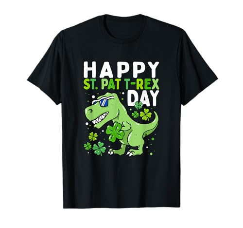Niños Happy St Pat Trex Day Dino St Patricks Day Niños Camiseta