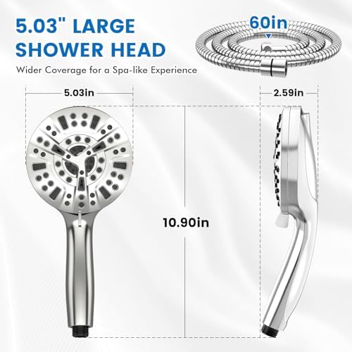 High Pressure Filtered Shower Head with Handheld,10 Spray Modes Showerhead - 1