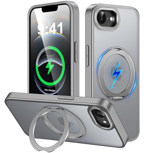 iPhone 17e / iPhone 16e �p �P�[�X Magsafe�Ή� ���C�����X�[�d 360°��]�X�^���h �c�����Ή� Gunwon �X�}�z�P�[�X �����ӂ��� 17e / �����ӂ��� 16e �p ������ �}�b�g�� �h�w�� �ČR�K�i �ϏՌ� �}�O�Z