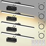 4 Pack Rechargeable Picture Light, 5200mAh Black Battery Operated Picture Lights for Wall with Remote Control, 300LM 3000K Warm White Light 16