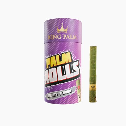 King Palm King Size Palm Leafs | 20 Pack | Natural Slow Burning Pre-Rolled Leaf With Packing Stick and Humidifying Pack (Mini Size Variety Flavors)