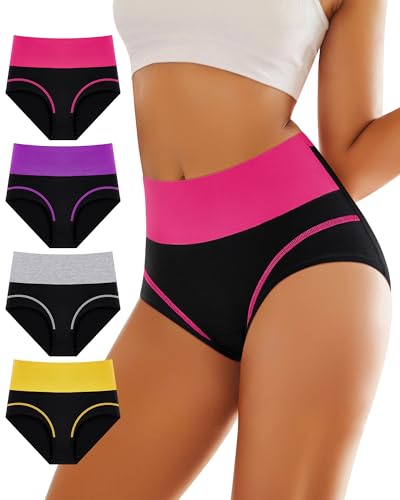 Women's Cotton Underwear Tummy Control High Waisted Panties Stretch Comfortable Full Coverage Breathable Briefs 4/5 Pack