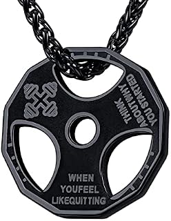 U7 Bodybuilding Series Pendant Necklace for Men Boys, Dumbbel/Barbell/Boxing Gloves Pendant, Womens Sportsman Fitness Necklaces, Chain Length Adjustable, Send Gift Box