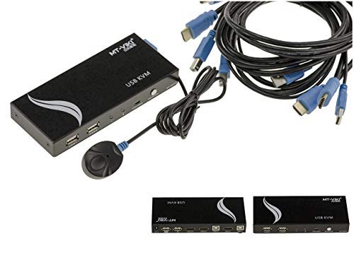 Boitier de Partage KVM Switch Automatique Souris Clavier Ecran sur 2 PC - HDMI (Image + Son) / USB - Controle A Distance - Auto Alimenté, avec Cordons - Support 4096x2160 Cover