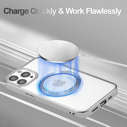 Coque iPhone 15 Pro Max transparente et magnétique QLTYPRI en silicone argent - 2