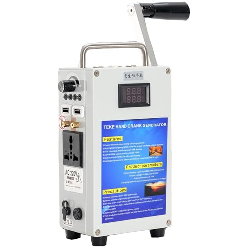 DowPie Generatore di Emergenza da Esterno da 200 W, generatore Portatile a manovella, Piccolo Alimentatore 110 V/220 V CC 12 V USB 5 V, per emergenze, Campeggio e interruzioni di Corrente 27AH/200W