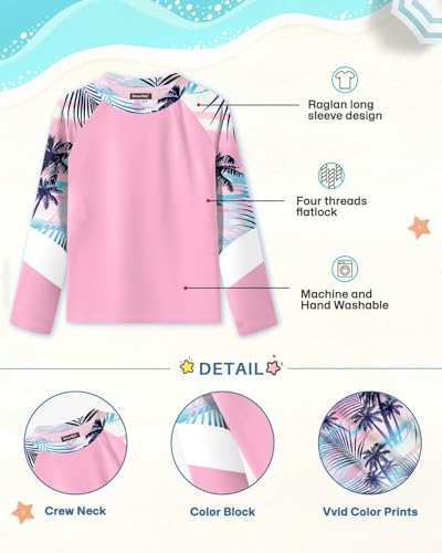 Image of BesserBay Girls Rash Guard UPF 50+ Raglan Sleeve Swim Shirt 6-14 Years