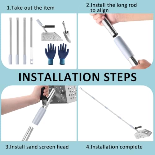 Sand Scoop for Metal Detecting, Long Handle Sand Sifterand Sand Flea Rake by Woxnoc - Used condition - Image 7