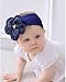 Kenjudess Baby Girl Nylon Flower Headbands, 5 Pack Soft Elastic Hair Bows, Assorted Colors (Dark Blue, Standard Small)