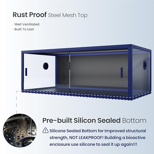 Image of Phailozoo Stackable Reptile Enclosure, 85 Gallon Reptile Tank for Bearded Dragon, Snake, Ball Python, Colorful Aluminum Frame & Front Opening Tempered Glass Door with Handles for Easy Maintenance