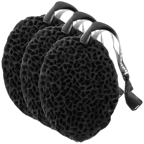 Angoily Juego de 3 Esponjas Exfoliantes de Baño sin Látex Forma de Gota Color Negro para Masaje y Limpieza Corporal Aptas para Piel Sensible y Uso Diario Ducha