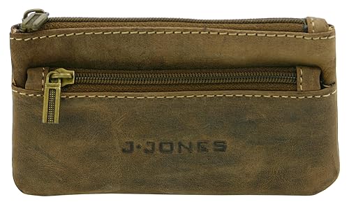 J.Jones - Schlüsseltasche - Key Holder - Schlüsseletui - Echt-Leder - RFID-Schutz - Used Optik - Antik Braun (12,5 x 7,5 cm)