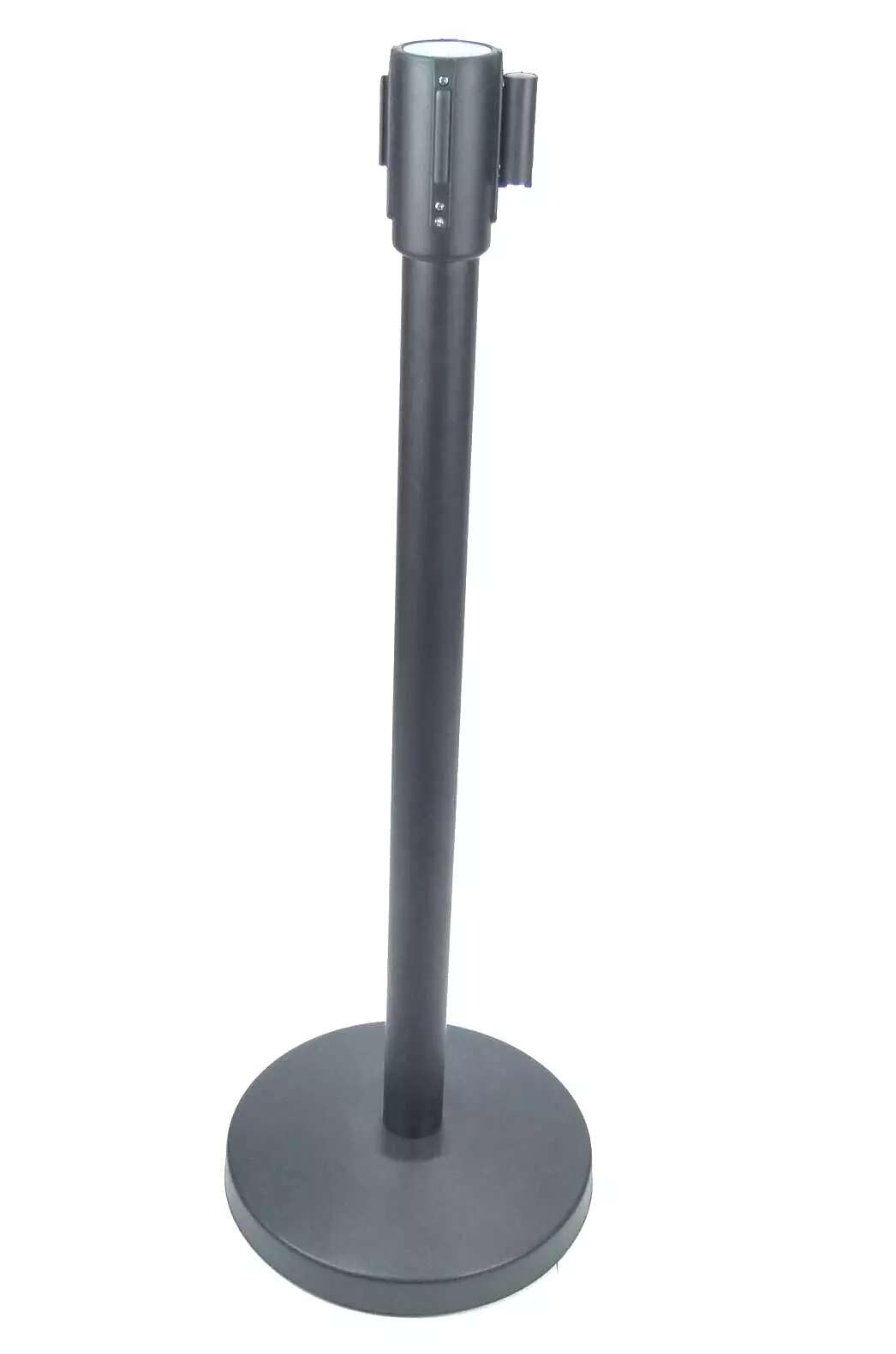 Personenleitsystem Absperrband Absperrständer 2-teilig, 2 m x 48 mm Schwarzer Einziehbarer Gürtel, Abgrenzungspfosten, Absperrpfosten für Flughäfen, Ausstellungen/Messen, Hotel usw.