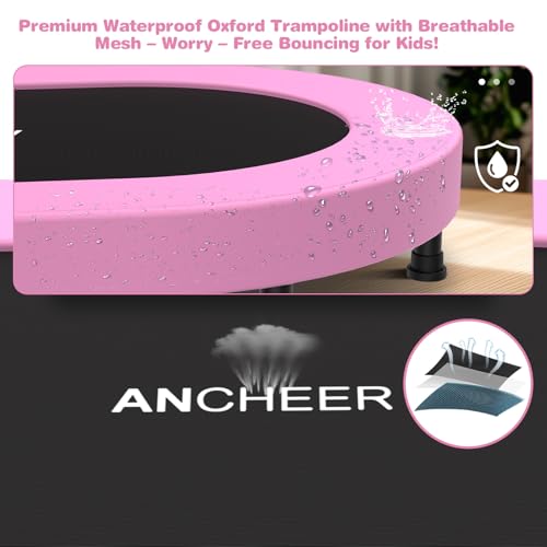 Image of ANCHEER 56 inch Double Mini Trampoline for Kids, Foldable, Indoor, Handlebar