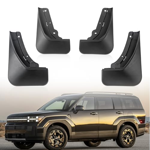 Image of Mud Flaps, Mud Flaps Heavy Duty Front and Rear Mudguards Fender Flares No Need to Drill Holes Compatible with Hyundai Vehicle Santa Fe Accessories 2024 (4pcs)