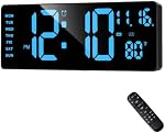 XREXS Digital Wall Clock Large Display, 16.5" LED Wall Clock | Auto DST, Count Up/Down Timer Clock with Remote Control for Living Room Bedroom Office Wall Decor