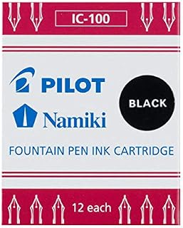 Pilot Namiki IC100 Fountain Pen Ink Cartridge, Black, 12 Cartridges per Pack (69100)