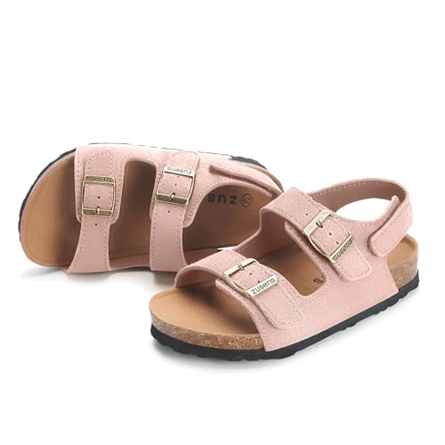 Image of ZUSERIS Kids Toddler Sandals Boys Girls Cork Footbed Sandal Comfort Double Buckle Slip On Slippers with Adjustable Back Strap