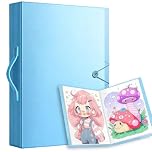 A3 Diamond Painting Storage Presentation Book Art Portfolios 60 Pages Pocket Protectors Portfolio Clear Folder Diamond Painting Art Protection Display Book,42x30cm Painting Display Book (Blue)