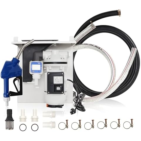 DEF Pump 110 Volt,Diesel Exhaust Fluid DEF Pump,Pump Kit for DEF, DEF Pump with Totes, Drums, And Wall Mounts, Includes DEF Pump,Coupler,Flow Meter,SS Auto Nozzle,20' Hose Cover