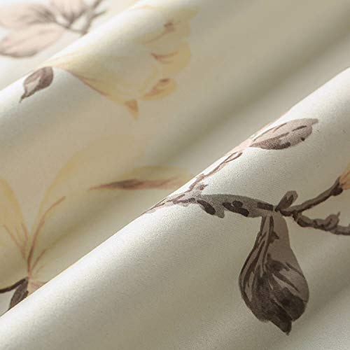 Vogol Paisley Decorative Print Magnolia Flower Pattern Curtains, Thermal Insulated Blackout Energy Savings Room Darkening Soundproof Grommet Window Curtain Panels For Bedroom, 60X106, Two Panels #TOP6