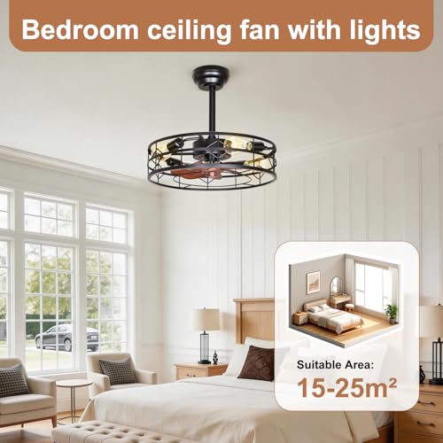 TCL 20" Black Caged Downrod Ceiling Fan with Light & Remote - image 6