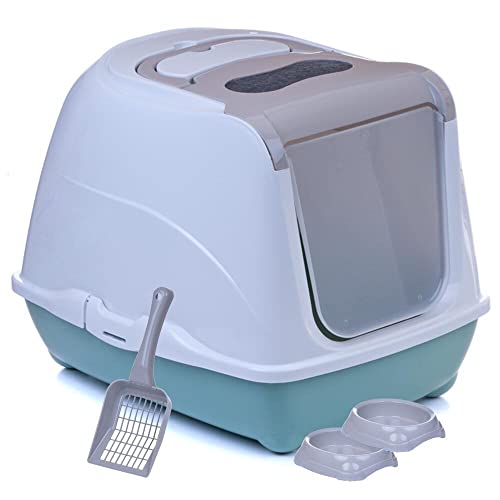 Katzentoilette Sondermodell 50 Katzenklo Schaufel Filter Haube graubeige und Agave