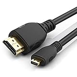 Micro HDMI to HDMI Adapter Cable, Wenter 6.5ft/2M Micro HDMI to HDMI Cable (Male to Male) for Gopro Hero and Other Action Camera/Cam with 4K/3D Supported